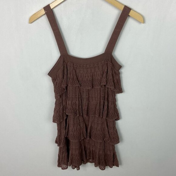 Anthropologie Moth Brown Tiered‎ Layer Ruffle Tunic Top Size XS Bohemian Boho - Picture 10 of 10